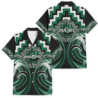 Aotearoa Whakatohea Personalised Family Matching Summer Maxi Dress and Hawaiian Shirt Maori Iwi Poutama Puhoro Tattoo LT14 Dad's Shirt - Short Sleeve Green - Polynesian Pride