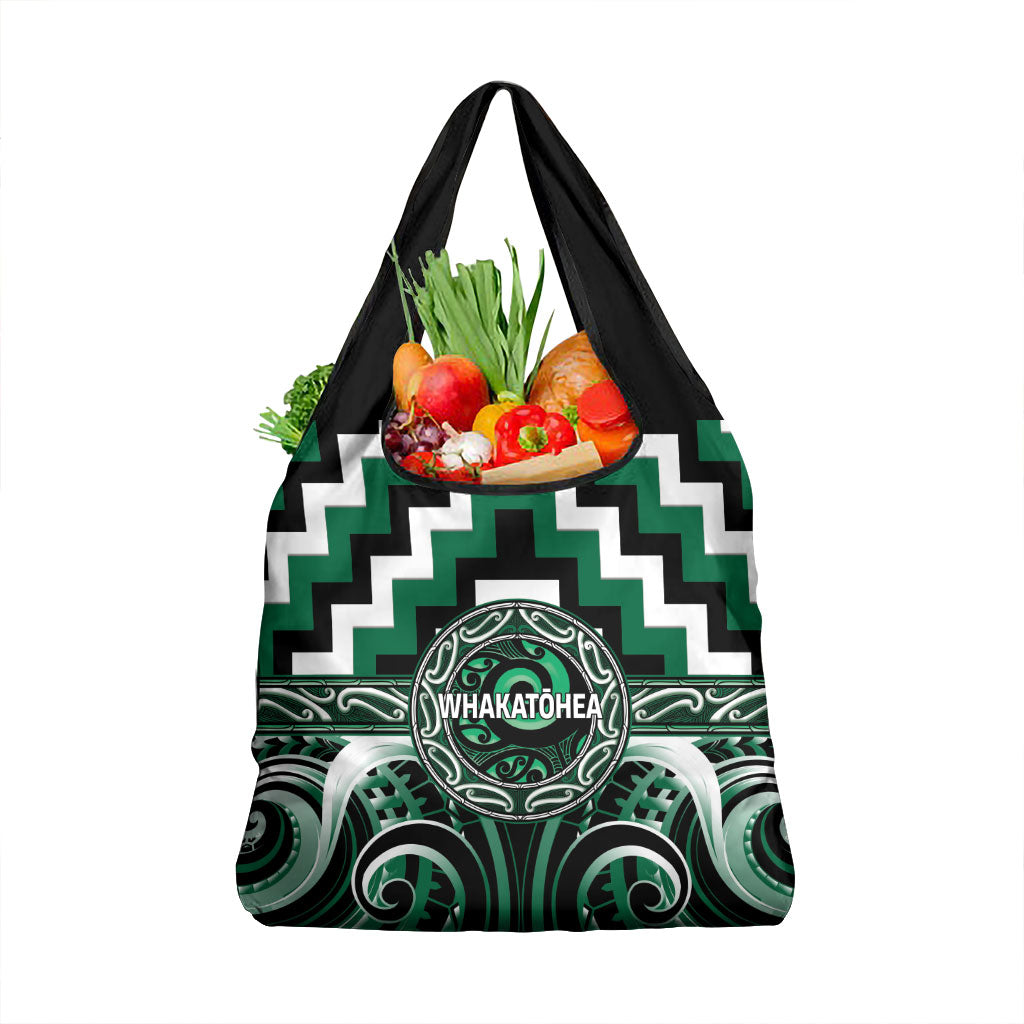 Aotearoa Whakatohea Grocery Bag Maori Iwi Poutama Puhoro Tattoo LT14 1-pack One Size Green - Polynesian Pride