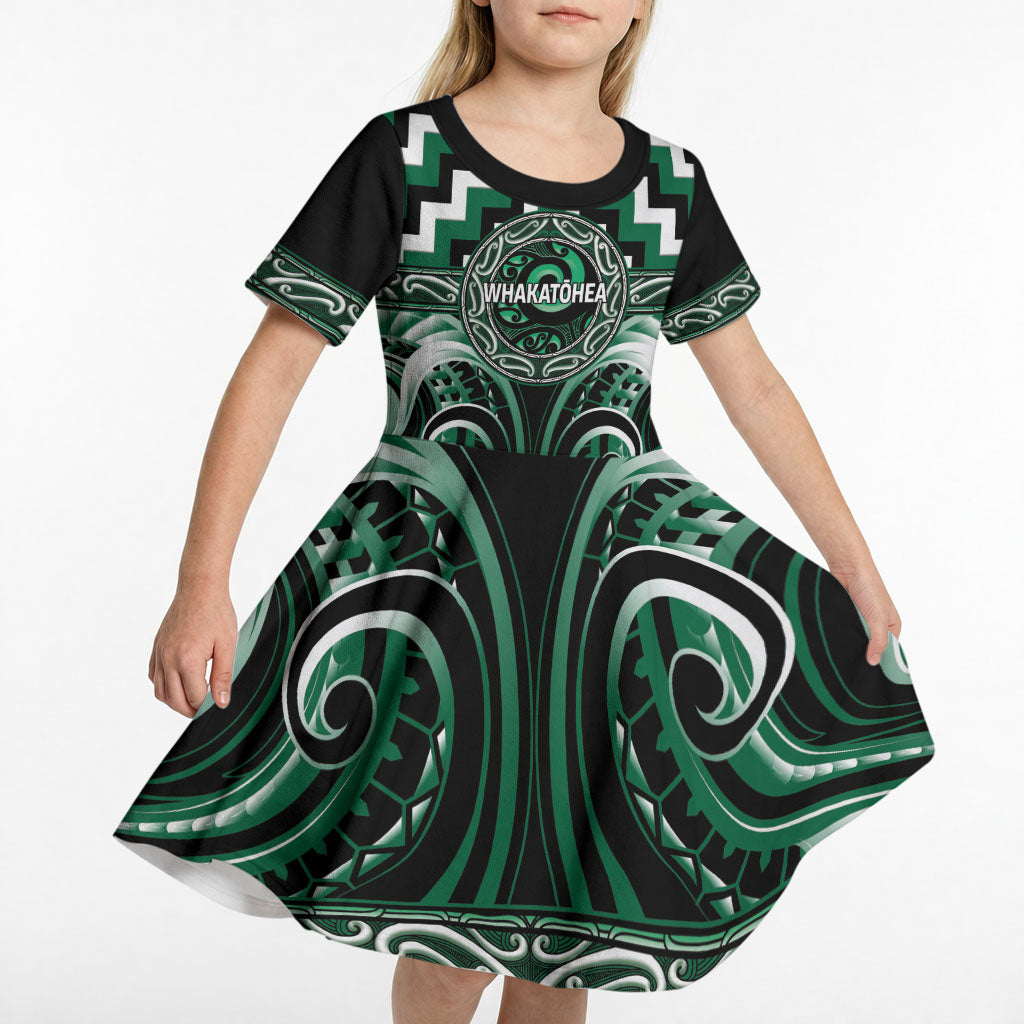 Aotearoa Whakatohea Personalised Kid Short Sleeve Dress Maori Iwi Poutama Puhoro Tattoo LT14 - Polynesian Pride
