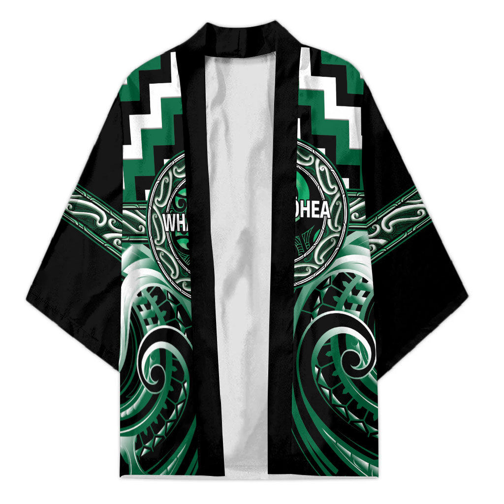 Aotearoa Whakatohea Personalised Kimono Maori Iwi Poutama Puhoro Tattoo LT14 Unisex Green - Polynesian Pride