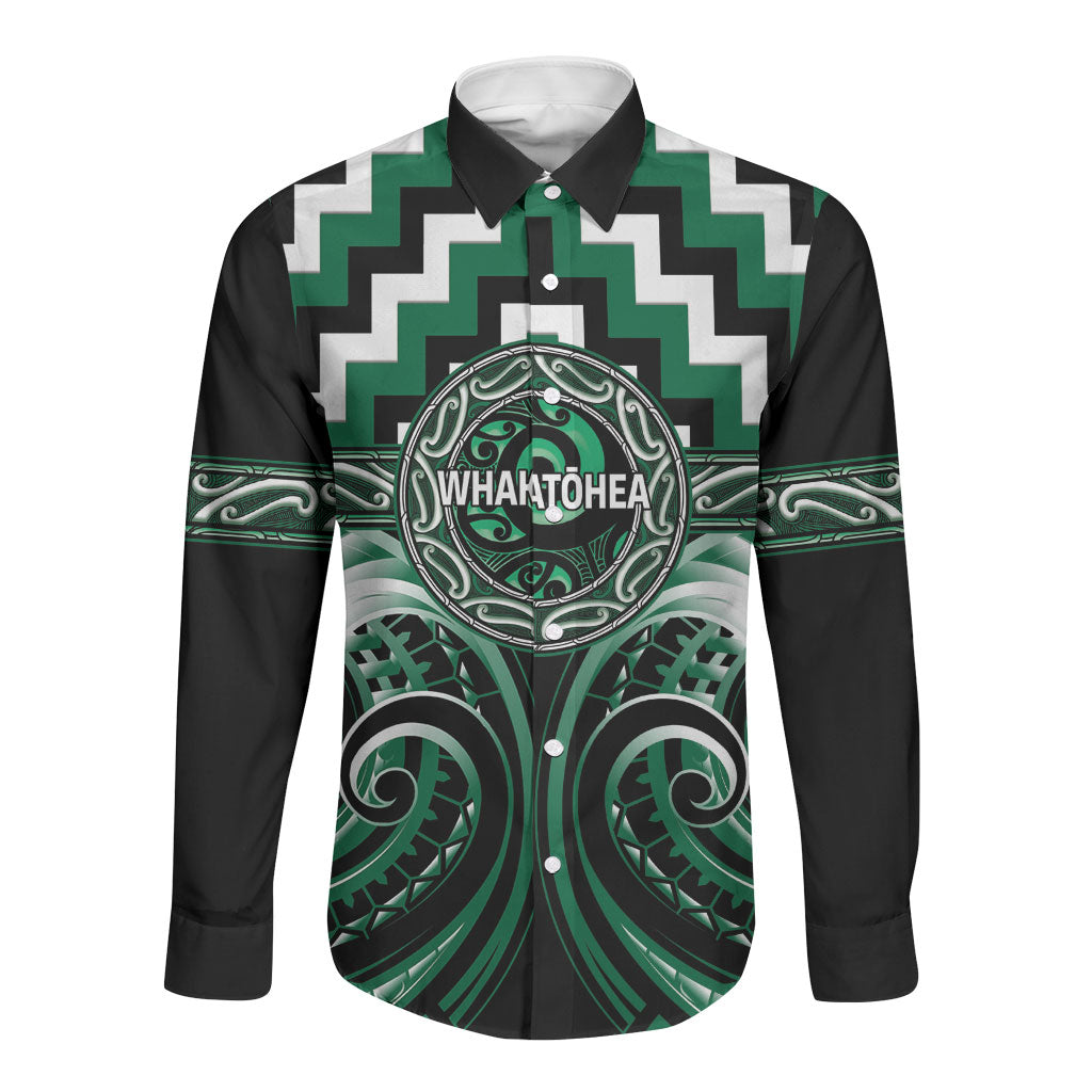 Aotearoa Whakatohea Personalised Long Sleeve Button Shirt Maori Iwi Poutama Puhoro Tattoo LT14 Unisex Green - Polynesian Pride