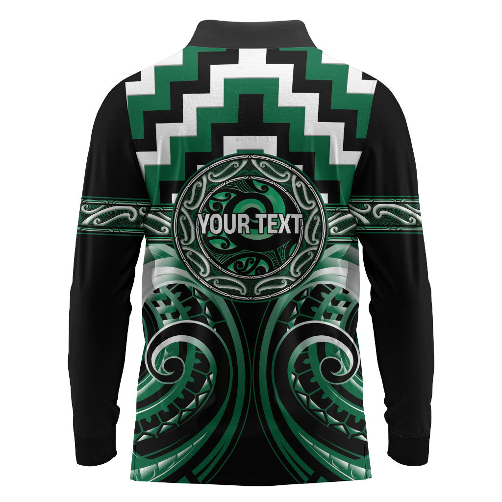 Aotearoa Whakatohea Personalised Long Sleeve Polo Shirt Maori Iwi Poutama Puhoro Tattoo LT14 - Polynesian Pride
