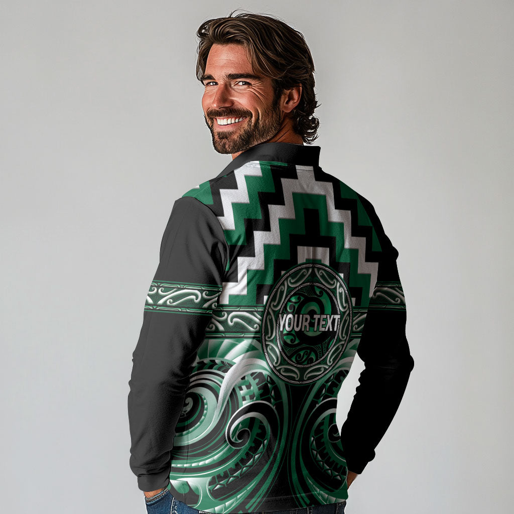 Aotearoa Whakatohea Personalised Long Sleeve Polo Shirt Maori Iwi Poutama Puhoro Tattoo LT14 - Polynesian Pride