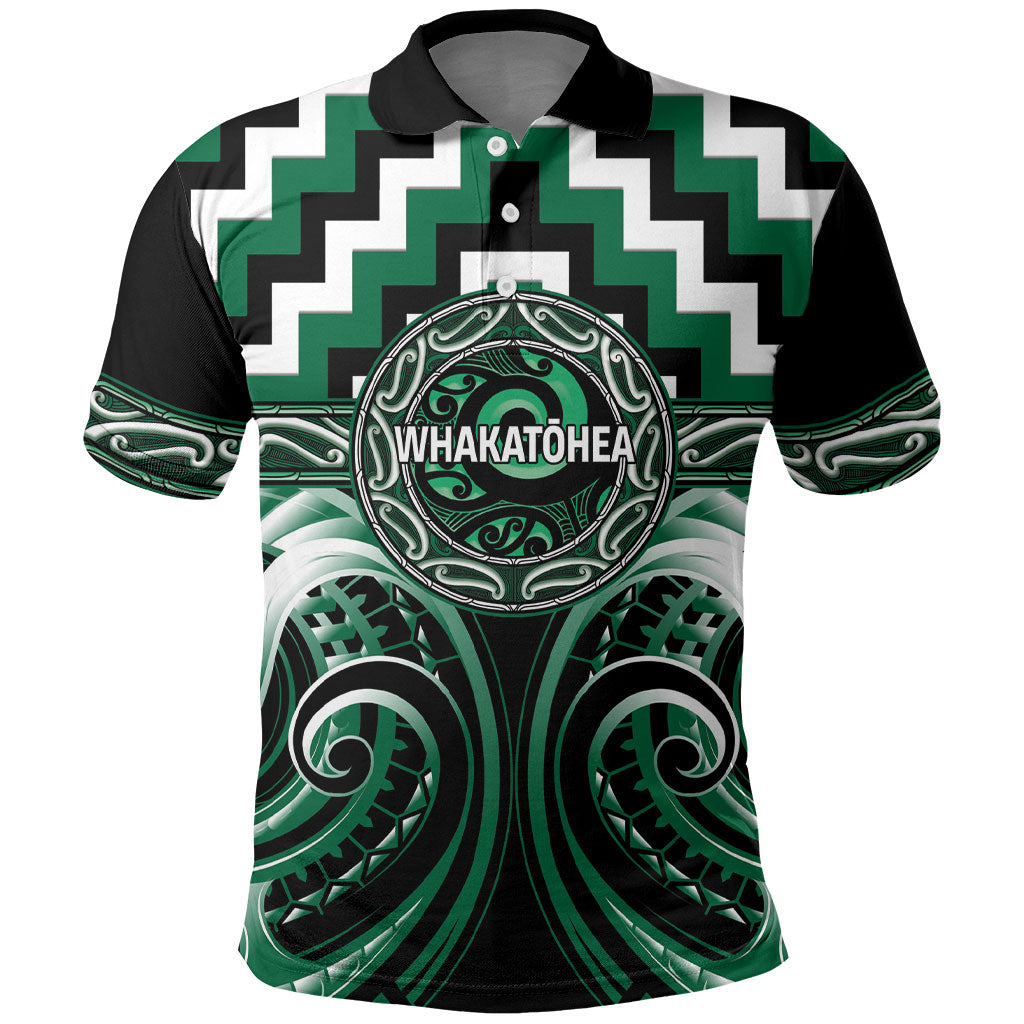 Aotearoa Whakatohea Personalised Polo Shirt Maori Iwi Poutama Puhoro Tattoo LT14 Green - Polynesian Pride