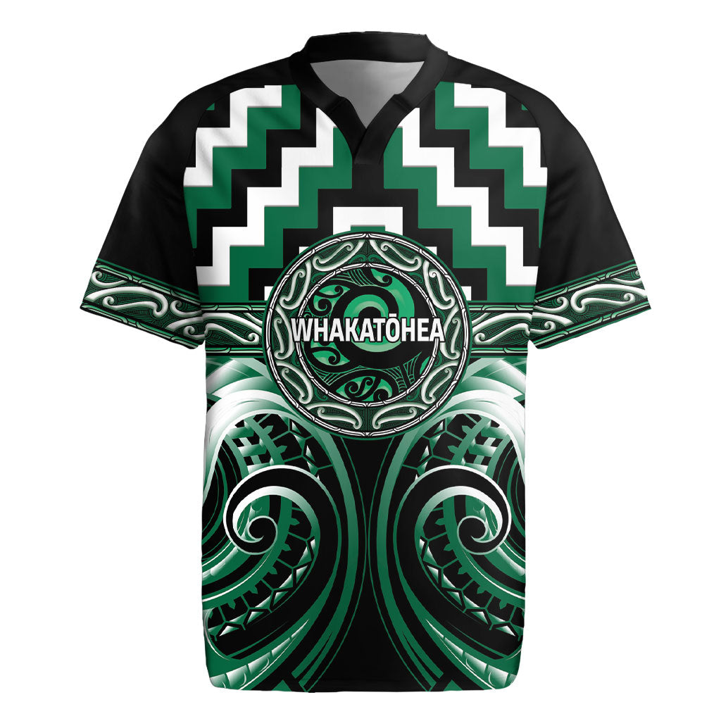 Aotearoa Whakatohea Personalised Rugby Jersey Maori Iwi Poutama Puhoro Tattoo LT14 Green - Polynesian Pride
