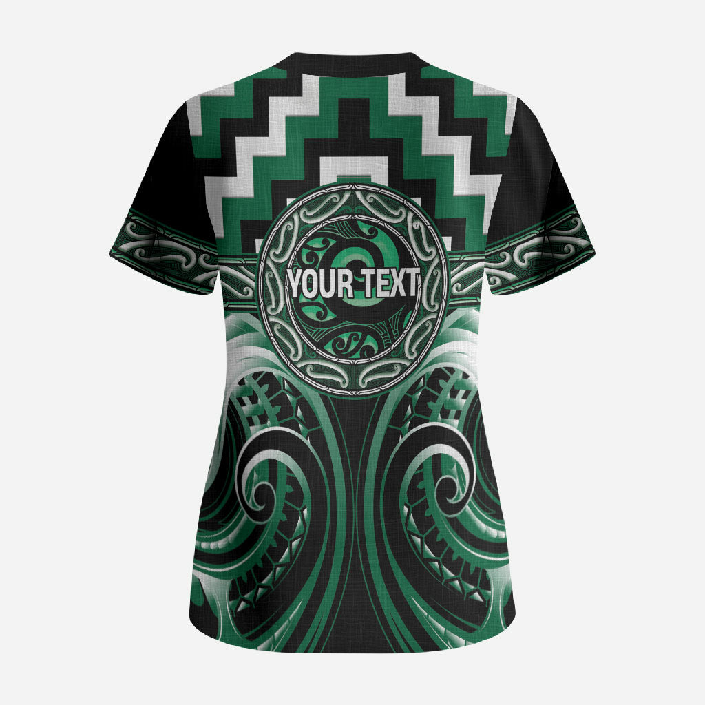 Aotearoa Whakatohea Personalised Scrub Top Maori Iwi Poutama Puhoro Tattoo LT14 - Polynesian Pride