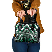 Aotearoa Whakatohea Shoulder Handbag Maori Iwi Poutama Puhoro Tattoo LT14 One Size Green - Polynesian Pride