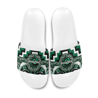 Aotearoa Whakatohea Slide Sandals Maori Iwi Poutama Puhoro Tattoo LT14 Green - Polynesian Pride