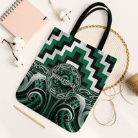 Aotearoa Whakatohea Tote Bag Maori Iwi Poutama Puhoro Tattoo LT14 Black Strap One Size Green - Polynesian Pride