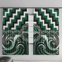 Aotearoa Whakatohea Window Curtain Maori Iwi Poutama Puhoro Tattoo LT14 With Hooks Green - Polynesian Pride