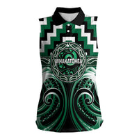 Aotearoa Whakatohea Personalised Women Sleeveless Polo Shirt Maori Iwi Poutama Puhoro Tattoo LT14 Female Green - Polynesian Pride