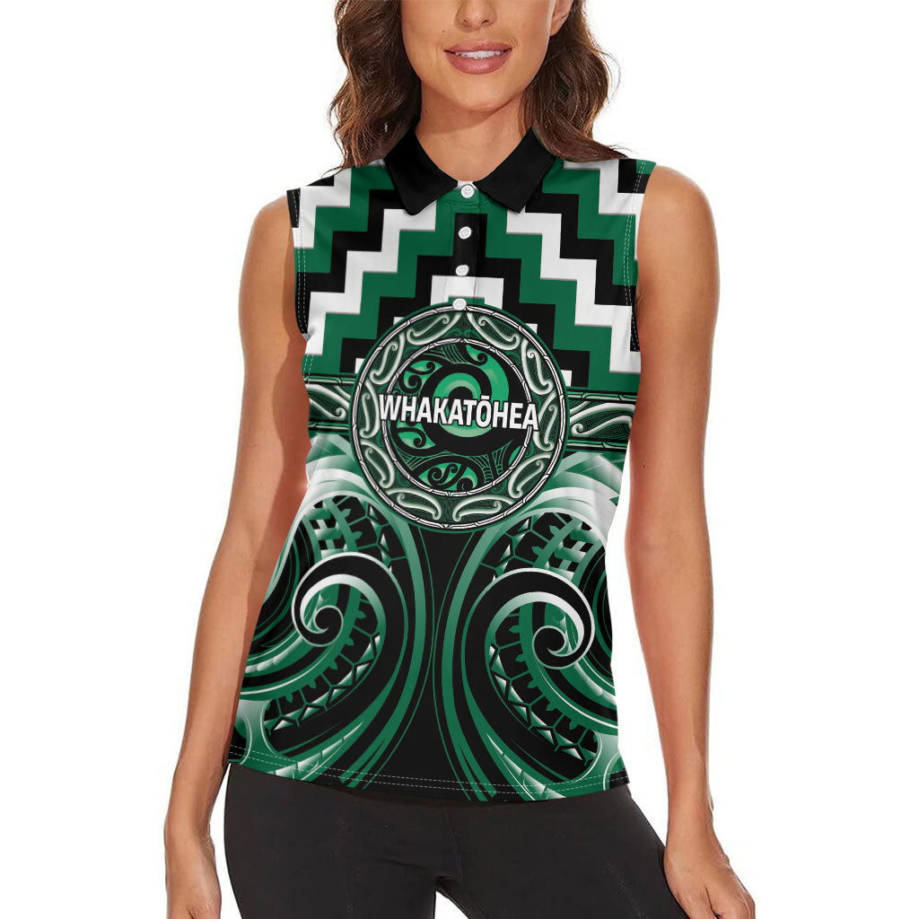 Aotearoa Whakatohea Personalised Women Sleeveless Polo Shirt Maori Iwi Poutama Puhoro Tattoo LT14 - Polynesian Pride