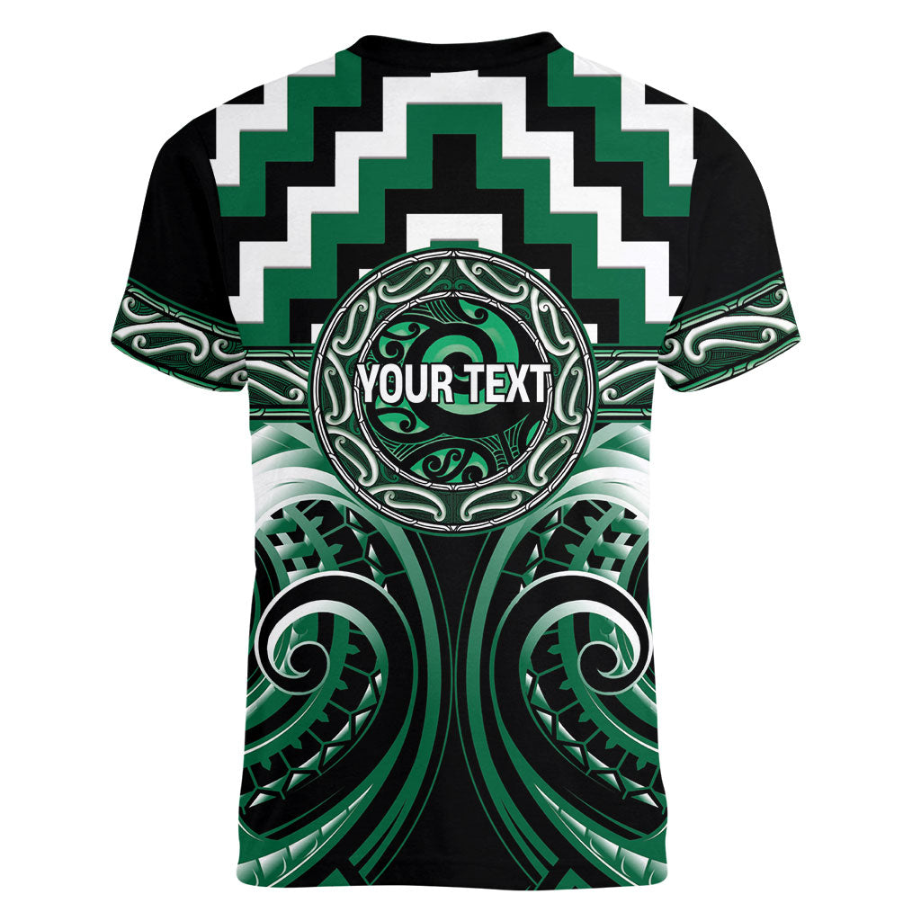 Aotearoa Whakatohea Personalised Women V-Neck T-Shirt Maori Iwi Poutama Puhoro Tattoo LT14 - Polynesian Pride