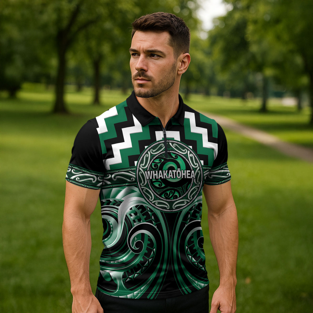 Aotearoa Whakatohea Personalised Zipper Polo Shirt Maori Iwi Poutama Puhoro Tattoo LT14 - Polynesian Pride