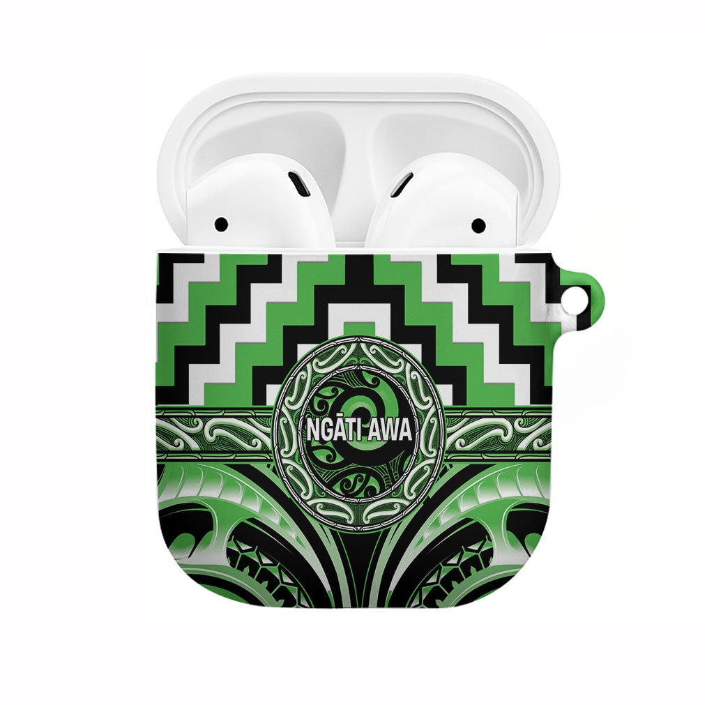 Aotearoa Ngati Awa AirPods Case Maori Iwi Poutama Puhoro Tattoo LT14 Green - Polynesian Pride