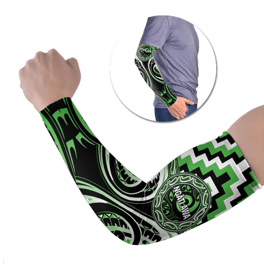 Aotearoa Ngati Awa Personalised Arm Sleeves Maori Iwi Poutama Puhoro Tattoo LT14 Set of 2 Green - Polynesian Pride