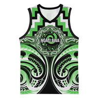 Aotearoa Ngati Awa Personalised Basketball Jersey Maori Iwi Poutama Puhoro Tattoo LT14 Unisex Green - Polynesian Pride