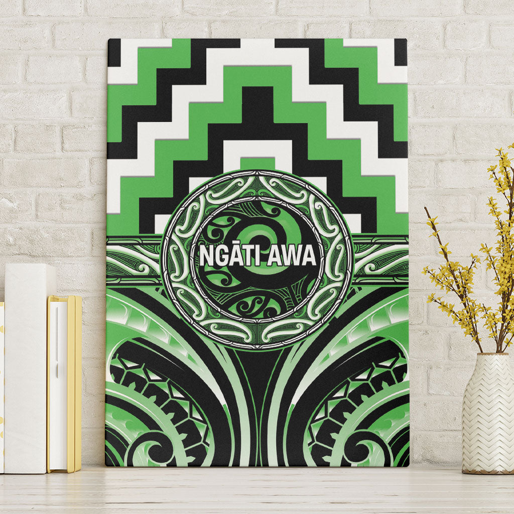 Aotearoa Ngati Awa Canvas Wall Art Maori Iwi Poutama Puhoro Tattoo LT14 Without Frame Green - Polynesian Pride