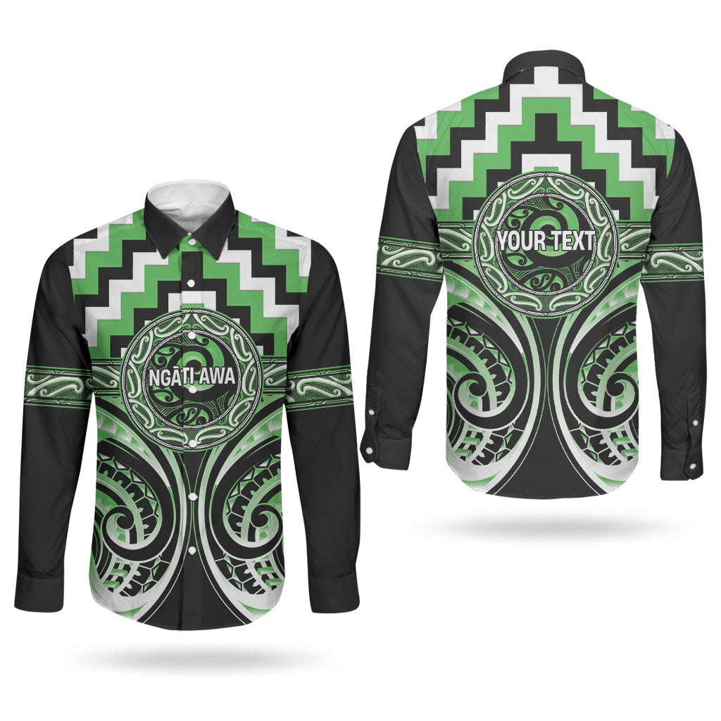 Aotearoa Ngati Awa Personalised Couples Matching Off Shoulder Maxi Dress and Long Sleeve Button Shirt Maori Iwi Poutama Puhoro Tattoo LT14 - Polynesian Pride