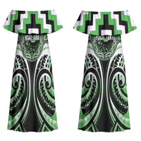 Aotearoa Ngati Awa Personalised Couples Matching Off Shoulder Maxi Dress and Long Sleeve Button Shirt Maori Iwi Poutama Puhoro Tattoo LT14 - Polynesian Pride