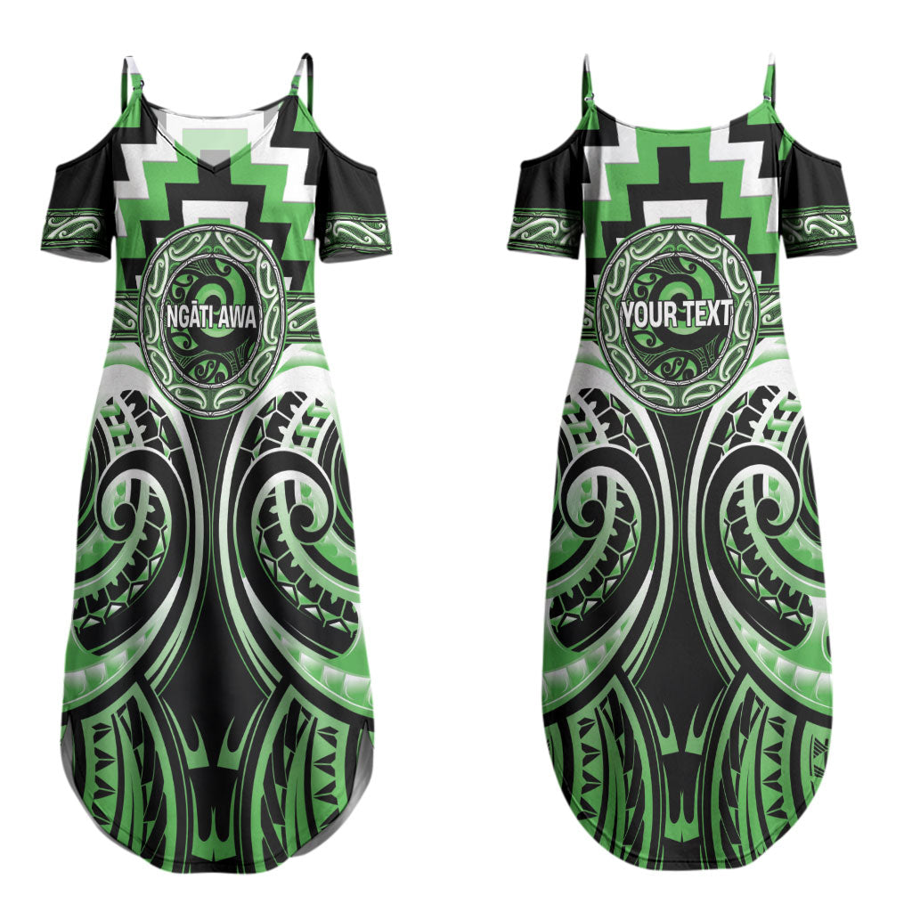 Aotearoa Ngati Awa Personalised Couples Matching Summer Maxi Dress and Long Sleeve Button Shirt Maori Iwi Poutama Puhoro Tattoo LT14 - Polynesian Pride