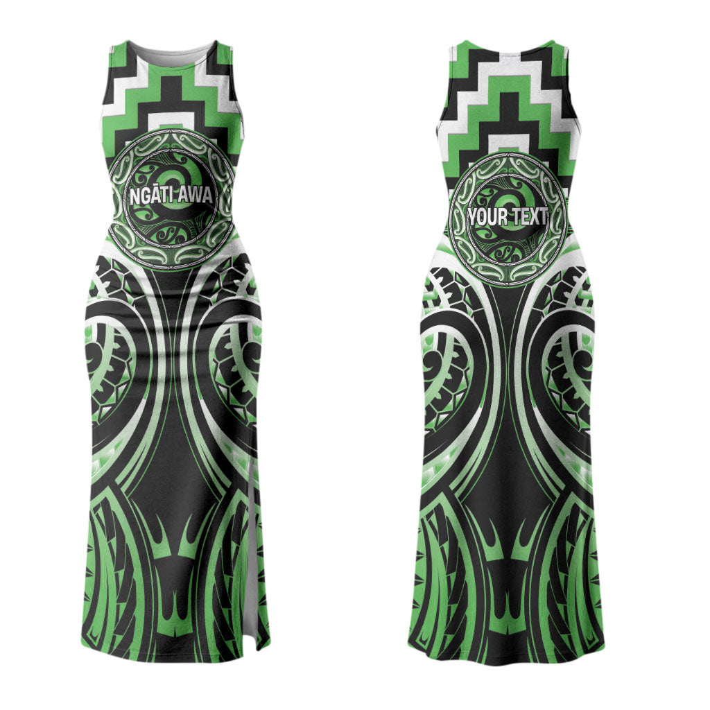 Aotearoa Ngati Awa Personalised Couples Matching Tank Maxi Dress and Long Sleeve Button Shirt Maori Iwi Poutama Puhoro Tattoo LT14 - Polynesian Pride