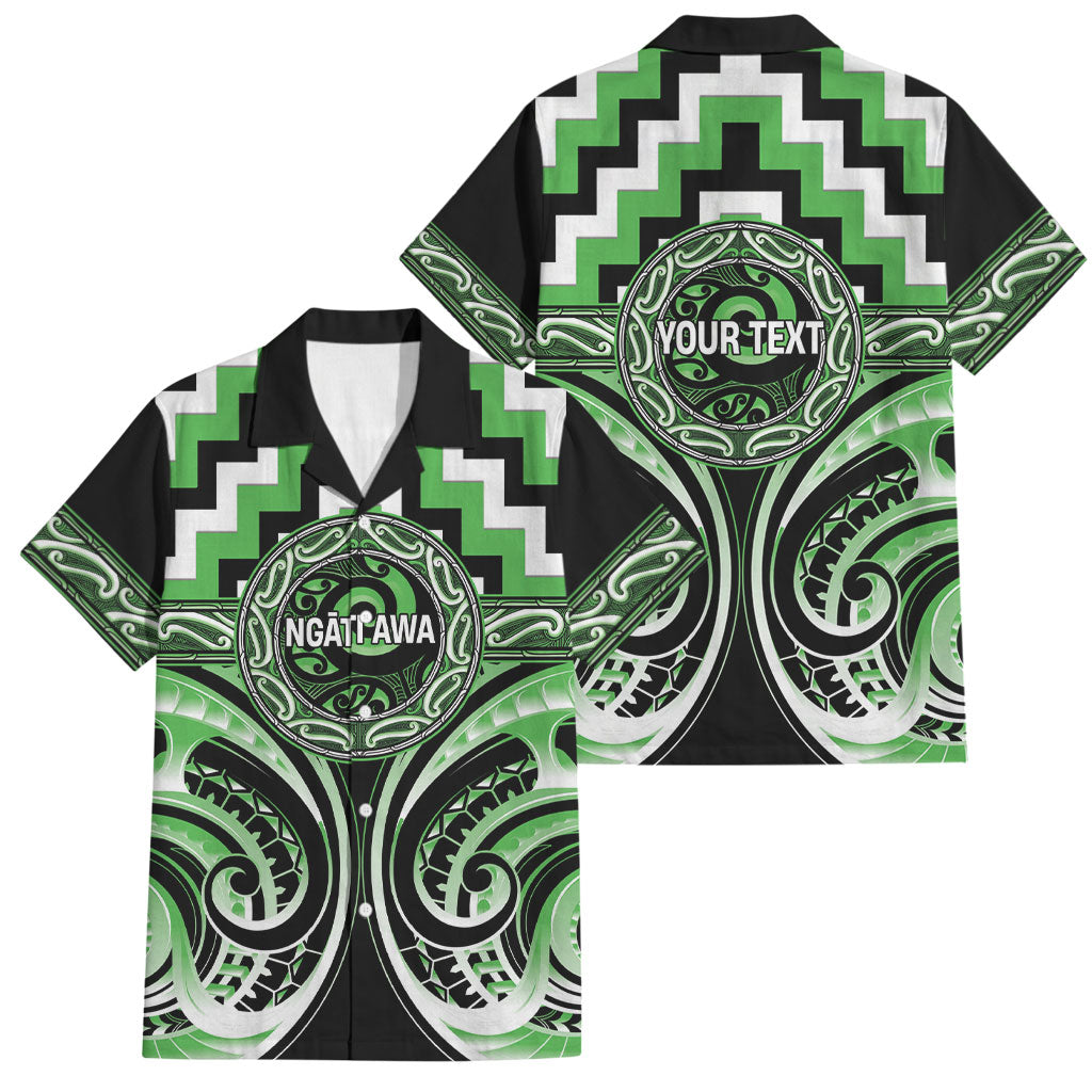 Aotearoa Ngati Awa Personalised Family Matching Long Sleeve Bodycon Dress and Hawaiian Shirt Maori Iwi Poutama Puhoro Tattoo LT14 Dad's Shirt - Short Sleeve Green - Polynesian Pride