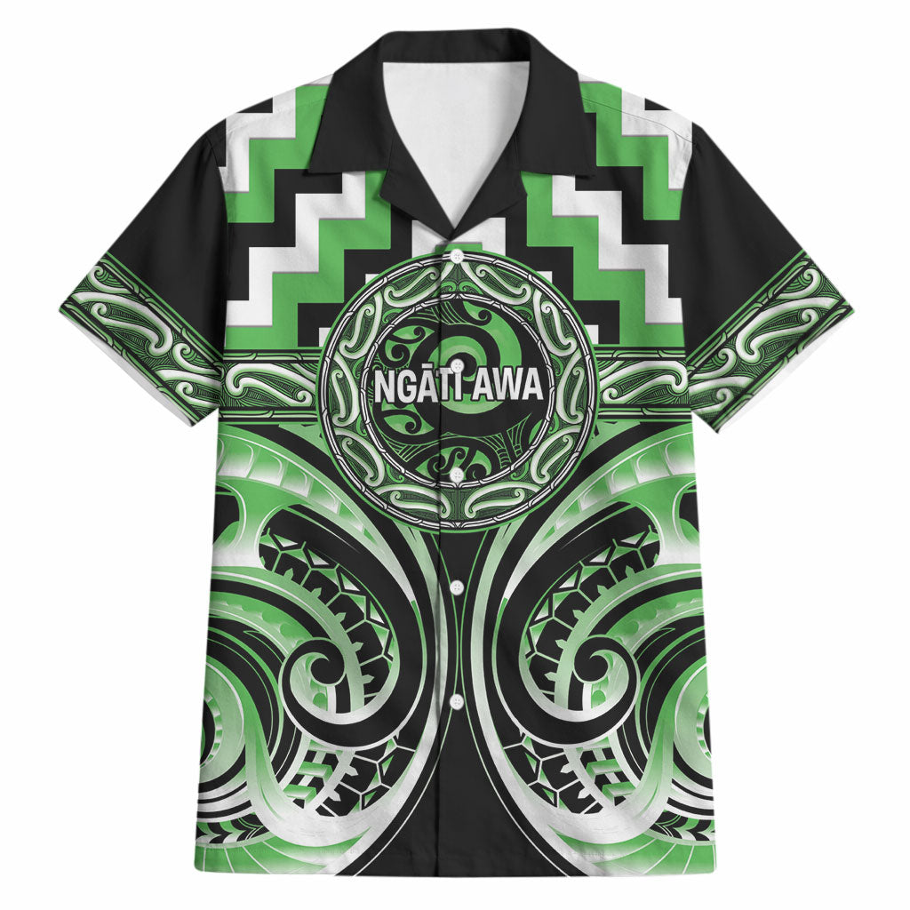 Aotearoa Ngati Awa Personalised Hawaiian Shirt Maori Iwi Poutama Puhoro Tattoo LT14 Green - Polynesian Pride