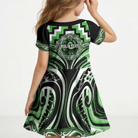 Aotearoa Ngati Awa Personalised Kid Short Sleeve Dress Maori Iwi Poutama Puhoro Tattoo LT14 - Polynesian Pride
