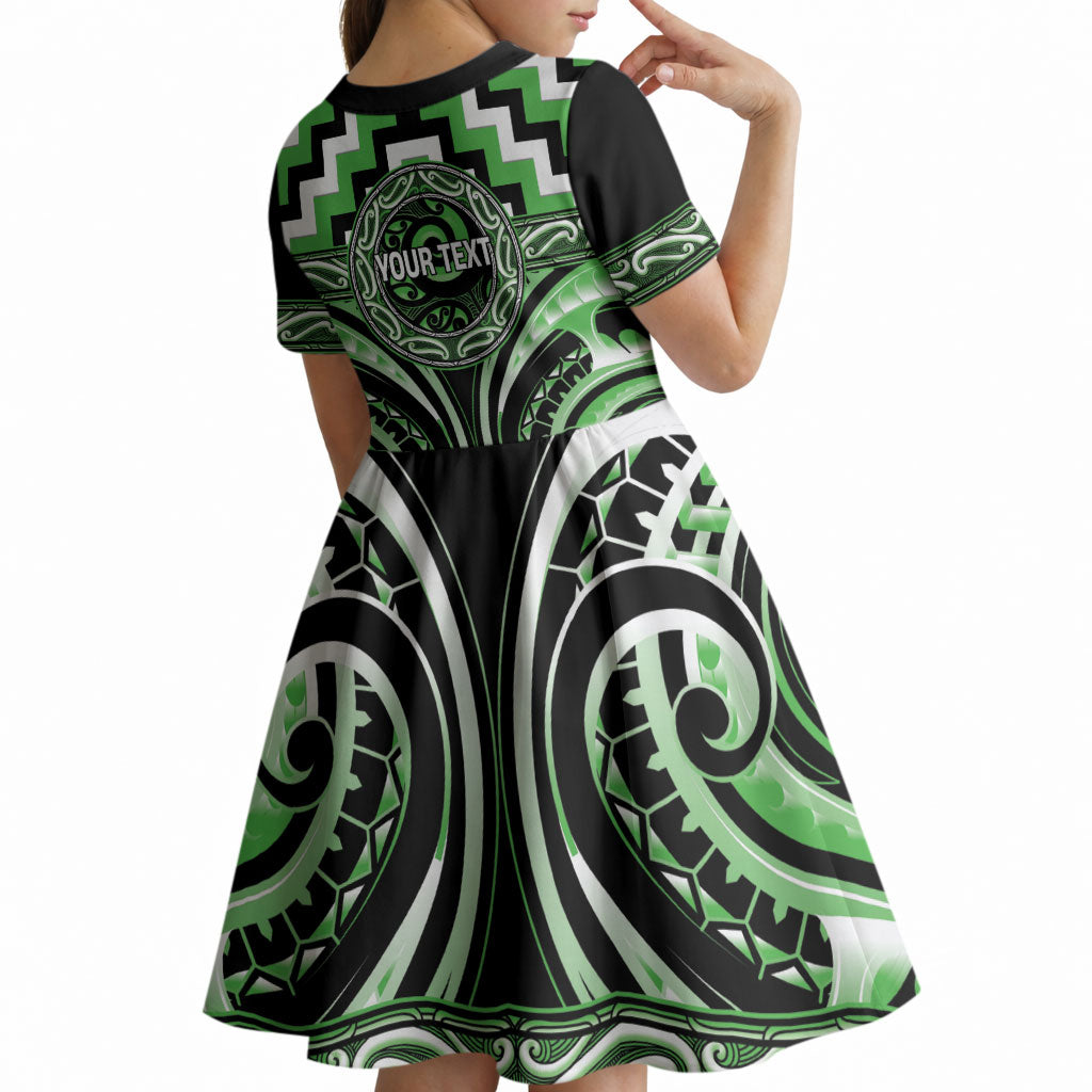 Aotearoa Ngati Awa Personalised Kid Short Sleeve Dress Maori Iwi Poutama Puhoro Tattoo LT14 - Polynesian Pride