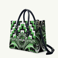Aotearoa Ngati Awa Leather Bag Maori Iwi Poutama Puhoro Tattoo LT14 Green - Polynesian Pride