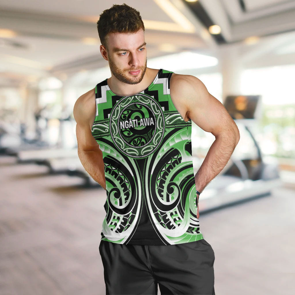 Aotearoa Ngati Awa Personalised Men Tank Top Maori Iwi Poutama Puhoro Tattoo LT14 Green - Polynesian Pride