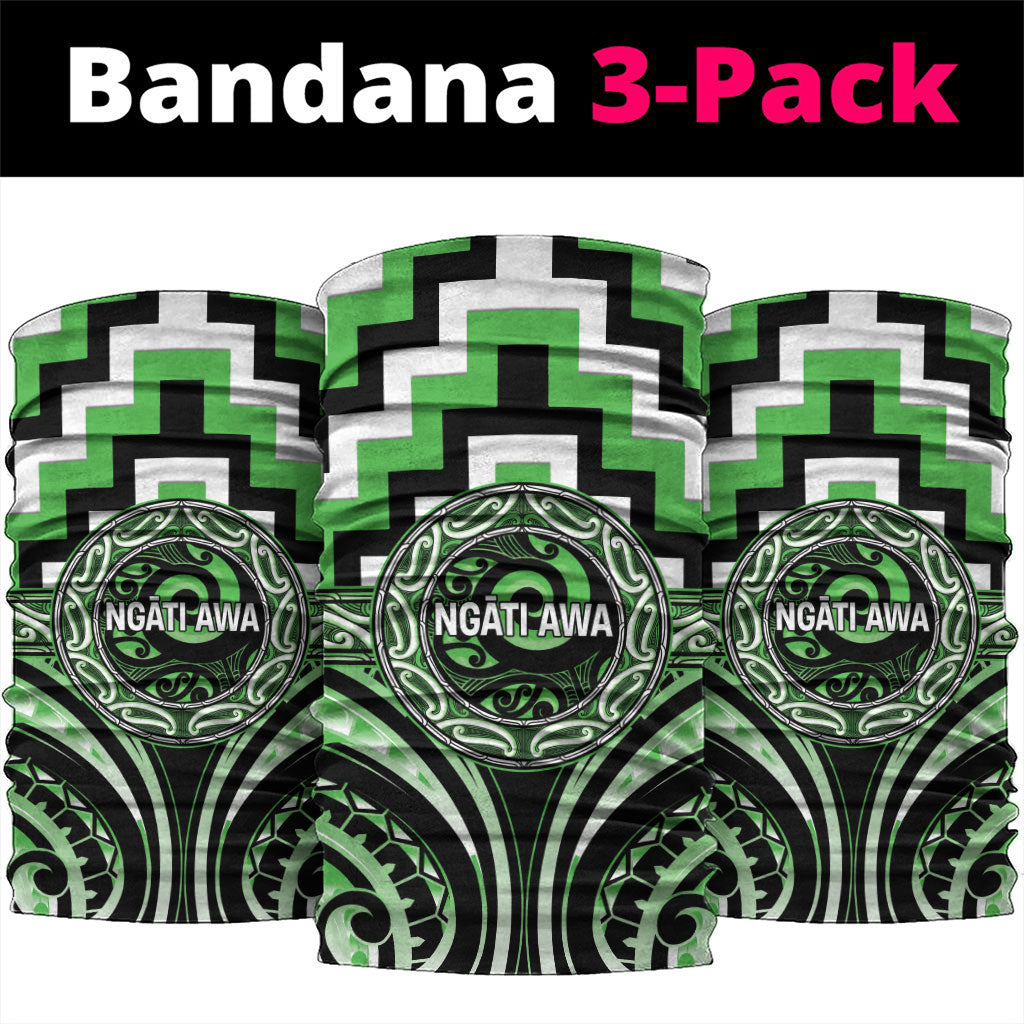 Aotearoa Ngati Awa Neck Gaiter Maori Iwi Poutama Puhoro Tattoo LT14 package One Size: 25*50cm Green - Polynesian Pride