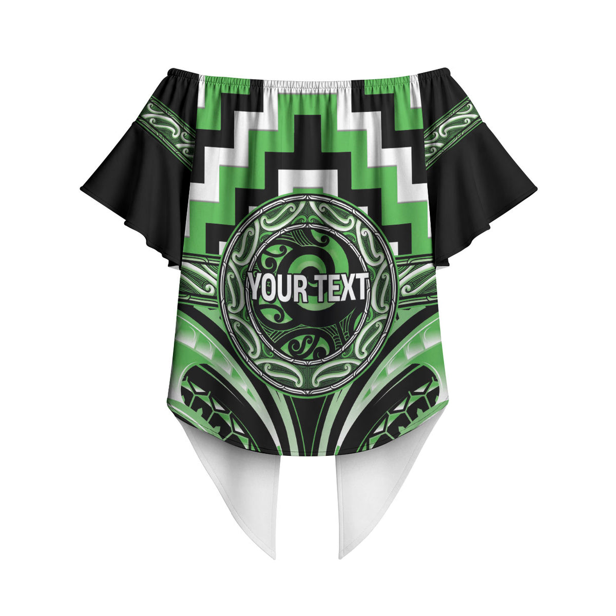 Aotearoa Ngati Awa Personalised Off Shoulder Wrap Waist Top Maori Iwi Poutama Puhoro Tattoo LT14 - Polynesian Pride
