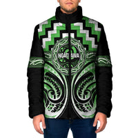 Aotearoa Ngati Awa Personalised Padded Jacket Maori Iwi Poutama Puhoro Tattoo LT14 Men Green - Polynesian Pride