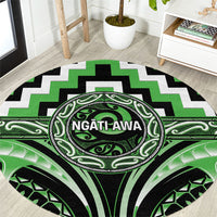 Aotearoa Ngati Awa Round Carpet Maori Iwi Poutama Puhoro Tattoo LT14 Green - Polynesian Pride