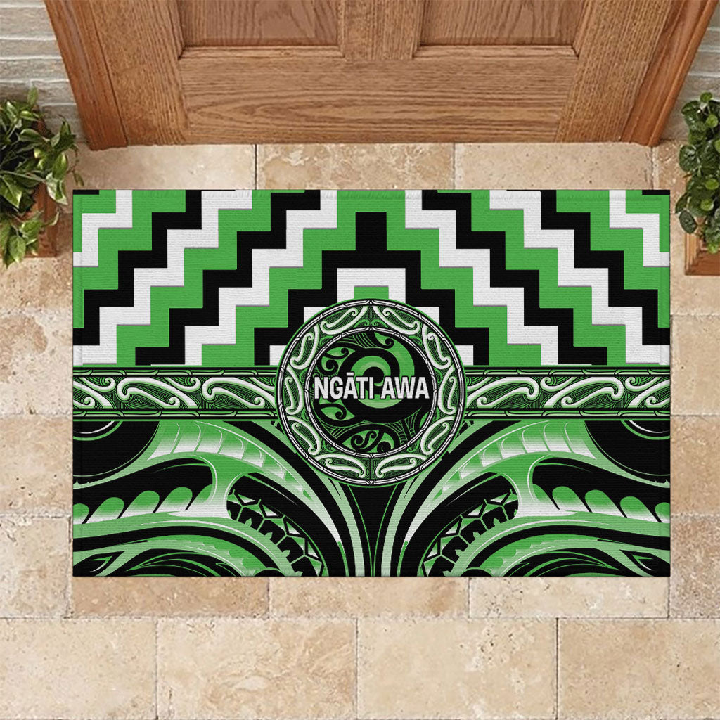 Aotearoa Ngati Awa Rubber Doormat Maori Iwi Poutama Puhoro Tattoo LT14 Green - Polynesian Pride
