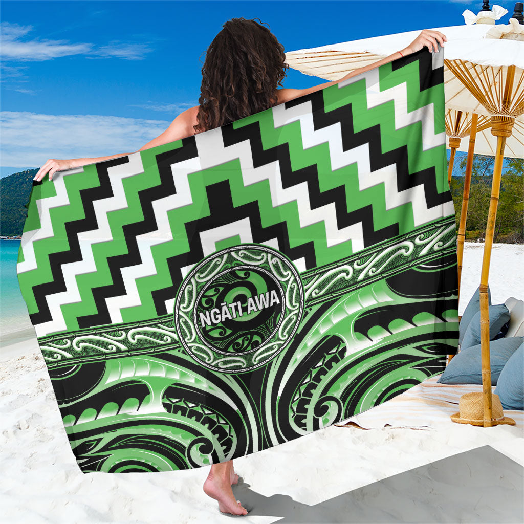 Aotearoa Ngati Awa Sarong Maori Iwi Poutama Puhoro Tattoo LT14 One Size 44 x 66 inches Green - Polynesian Pride