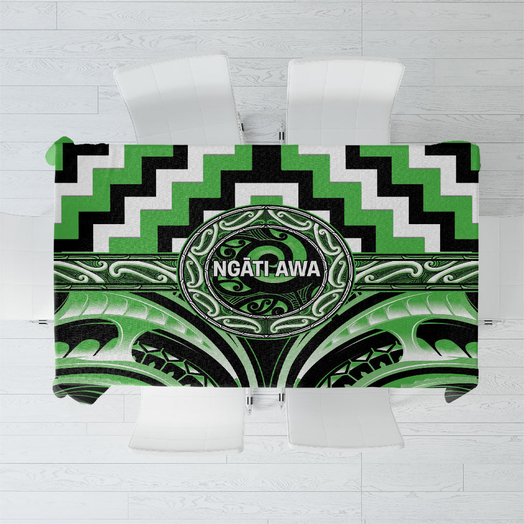 Aotearoa Ngati Awa Tablecloth Maori Iwi Poutama Puhoro Tattoo LT14 Green - Polynesian Pride