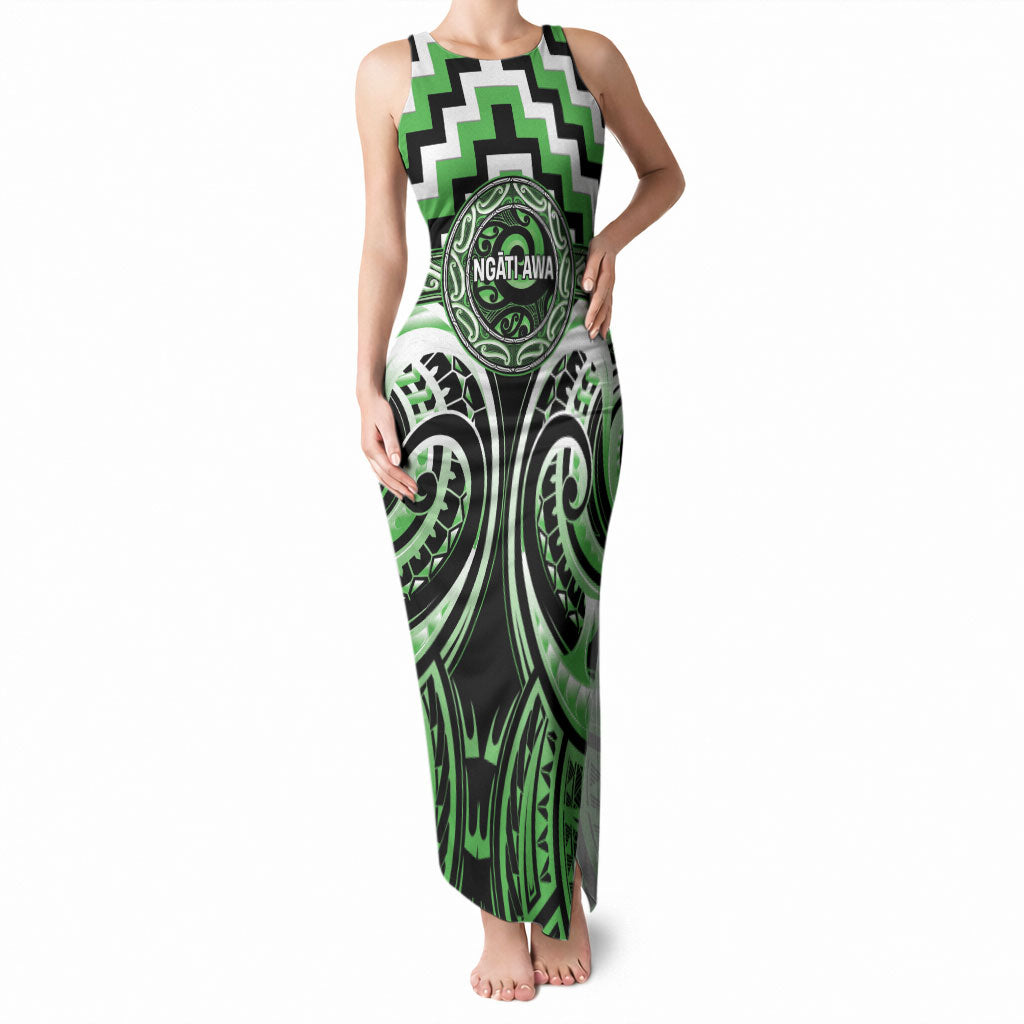 Aotearoa Ngati Awa Personalised Tank Maxi Dress Maori Iwi Poutama Puhoro Tattoo LT14 Women Green - Polynesian Pride