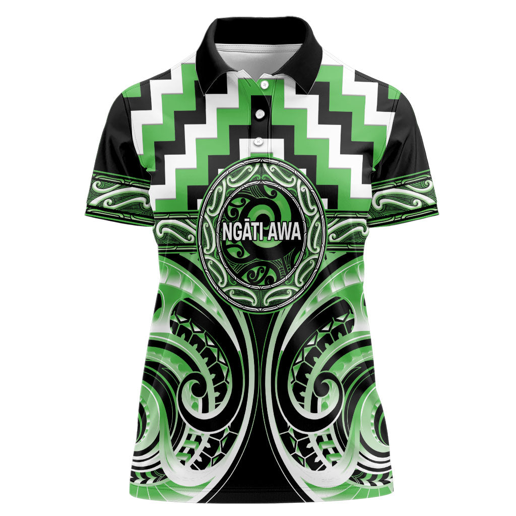 Aotearoa Ngati Awa Personalised Women Polo Shirt Maori Iwi Poutama Puhoro Tattoo