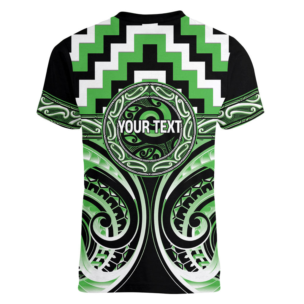 Aotearoa Ngati Awa Personalised Women V-Neck T-Shirt Maori Iwi Poutama Puhoro Tattoo LT14 - Polynesian Pride