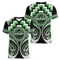Aotearoa Ngati Awa Personalised Women V-Neck T-Shirt Maori Iwi Poutama Puhoro Tattoo LT14 - Polynesian Pride