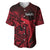 French Polynesia Tahiti Baseball Jersey Polynesian Shark Tattoo With Hibiscus Red Version LT14 Red - Polynesian Pride