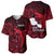 French Polynesia Tahiti Baseball Jersey Polynesian Shark Tattoo With Hibiscus Red Version LT14 - Polynesian Pride