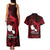 French Polynesia Tahiti Couples Matching Tank Maxi Dress and Hawaiian Shirt Polynesian Shark Tattoo With Hibiscus Red Version LT14 - Polynesian Pride