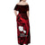 French Polynesia Tahiti Off Shoulder Maxi Dress Polynesian Shark Tattoo With Hibiscus Red Version LT14 - Polynesian Pride