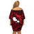 French Polynesia Tahiti Off Shoulder Short Dress Polynesian Shark Tattoo With Hibiscus Red Version LT14 - Polynesian Pride