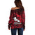 French Polynesia Tahiti Off Shoulder Sweater Polynesian Shark Tattoo With Hibiscus Red Version LT14 - Polynesian Pride