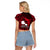 French Polynesia Tahiti Raglan Cropped T Shirt Polynesian Shark Tattoo With Hibiscus Red Version LT14 - Polynesian Pride